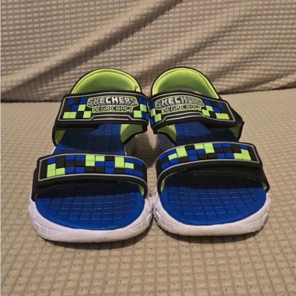 Skechers Kids Neon Blue and Lime Sandals